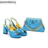 Tote Route Rhinestone Slingback Pumps & Bag Set Evening Sparkle