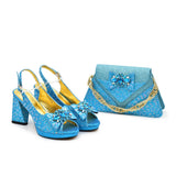 Tote Route Rhinestone Slingback Pumps & Bag Set Evening Sparkle