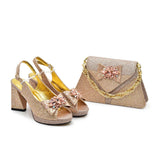 Tote Route Rhinestone Slingback Pumps & Bag Set Evening Sparkle