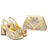Tote Route Rhinestone Slingback Pumps & Bag Set Evening Sparkle